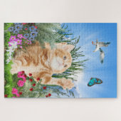 Puzzle Ginger Kitten dans un jardin fleuri (Horizontal)