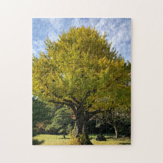 Puzzle Ginkgo Tree of Golden Yellow (Vertical)