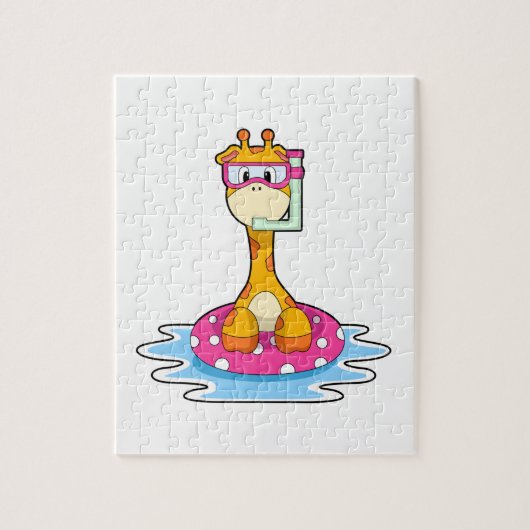 Puzzle Girafe à la natation avec tuba (Vertical)