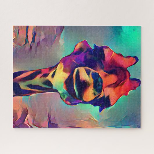 Puzzle Giraffe Abstraite colorée | Difficile (Horizontal)