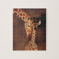 Giraffe adulte avec veau (Giraffa camelopardalis)