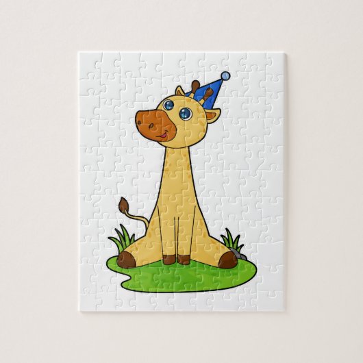 Puzzle Giraffe avec casquette de fête (Vertical)