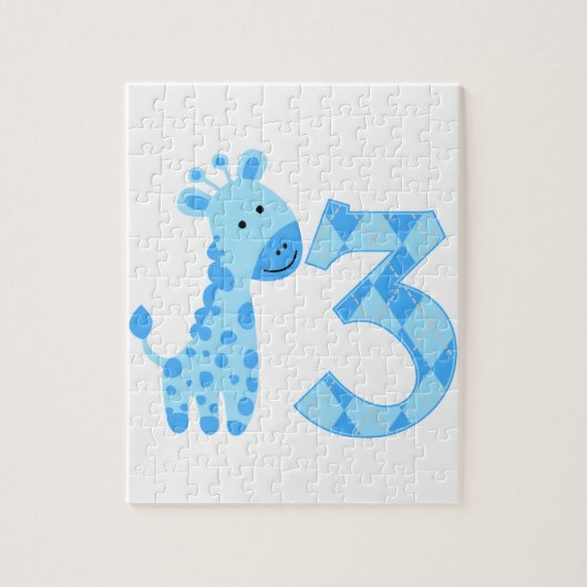 Puzzle Giraffe Bleue 3e anniversaire (Vertical)