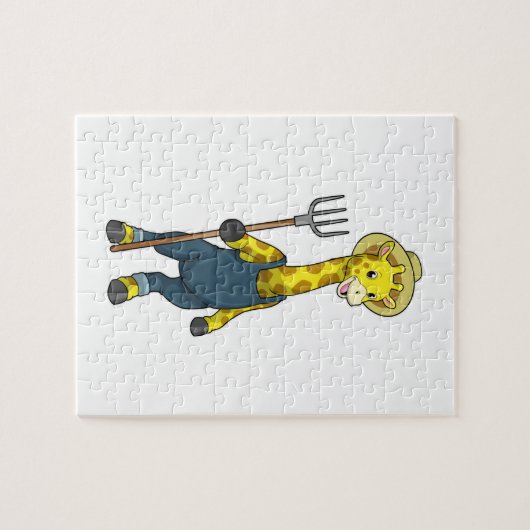 Puzzle Giraffe en fermier avec Pitchfork (Horizontal)
