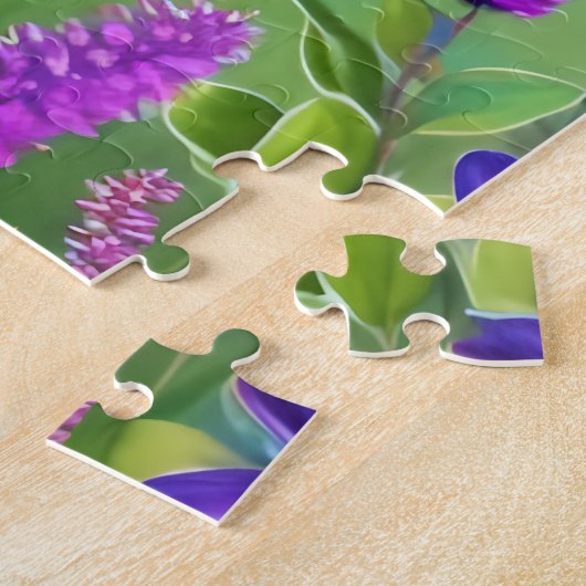 Puzzle Giraffe mignonne entourée de fleurs (Côté)