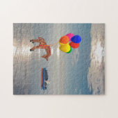 Puzzle - Giraffe over de oceaan vliegen Legpuzzel (Horizontaal)