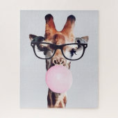 PUZZLE GIRAFFE PORTANT DES VERRES SOUFFRANT UN BUBBLEGUM  (Vertical)