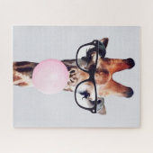 PUZZLE GIRAFFE PORTANT DES VERRES SOUFFRANT UN BUBBLEGUM  (Horizontal)