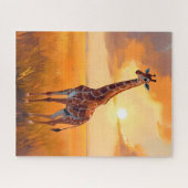 Puzzle Giraffe Safari Sunset Animal Painting (Horizontal)