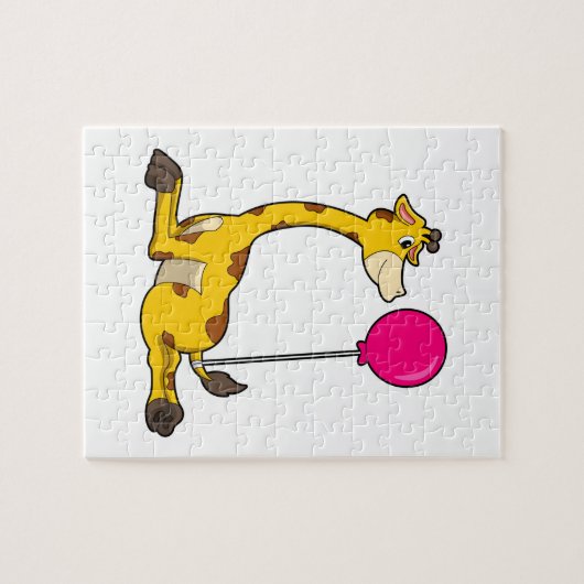 Puzzle Giraffe with Balloon (Horizontal)