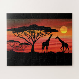 Puzzle Giraffes au coucher du soleil du Serengeti