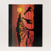 Puzzle Giraffes dans un coucher de soleil africain du Ser (Vertical)