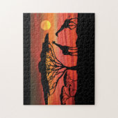 Puzzle Giraffes dans un coucher de soleil du Serengeti (Vertical)
