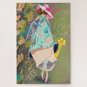 Puzzle Girl Love Spring Flowers Drawing Fantasy Fairytale