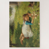 Puzzle Girl Playing with Chicks (Hen and Chicken) (Vertical)