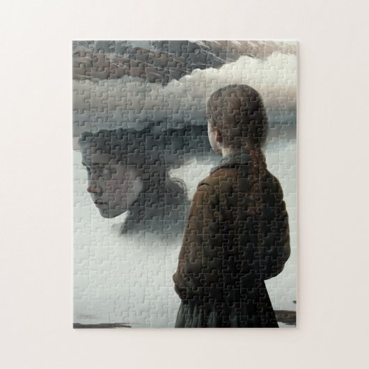 Puzzle Girl with clouds (Vertical)
