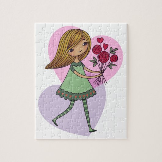 Puzzle Girl With Flowers (Vertical)