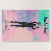 Puzzle Girls Basketball With Watercolor background (Horizontal)