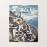 Puzzle Gjirokaster Albanie Travel Art Vintage<br><div class="desc">Gjirokastër conception de déplacement vectoriel rétro. Il est situé dans une vallée entre les montagnes de Gjerë et le Drino.</div>