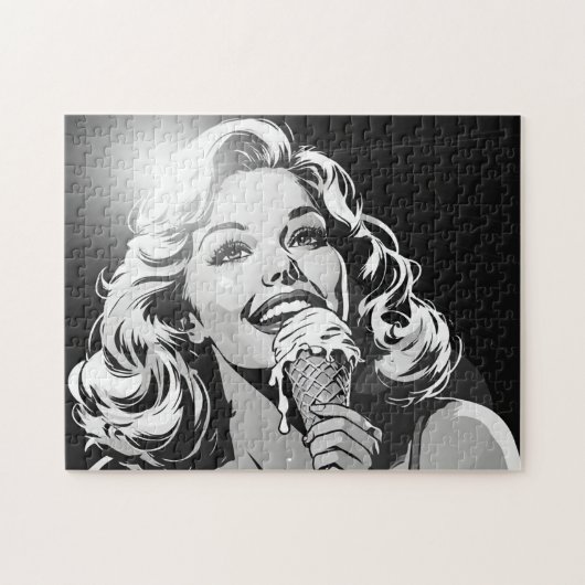 Puzzle Glace blonde de style comic graphique BW 50 (Horizontal)