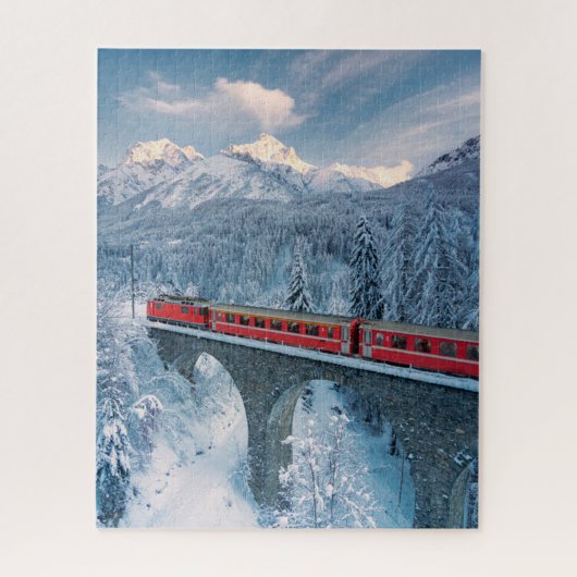 Puzzle Glace et neige | Train Express Red Bernina Suisse (Vertical)