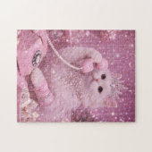 Puzzle Glamorous Princess Cat Using Pink Telephone        (Horizontal)