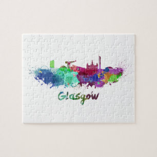 Puzzle Glasgow skyline en aquarelle