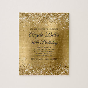 Puzzle Glittery Gold Foil 30e anniversaire Invitation