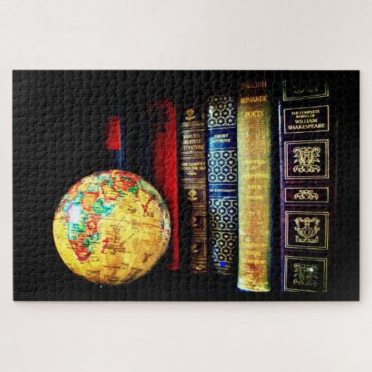 Puzzle Globe et livres vintages (Horizontal)