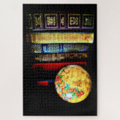 Puzzle Globe et livres vintages (Vertical)