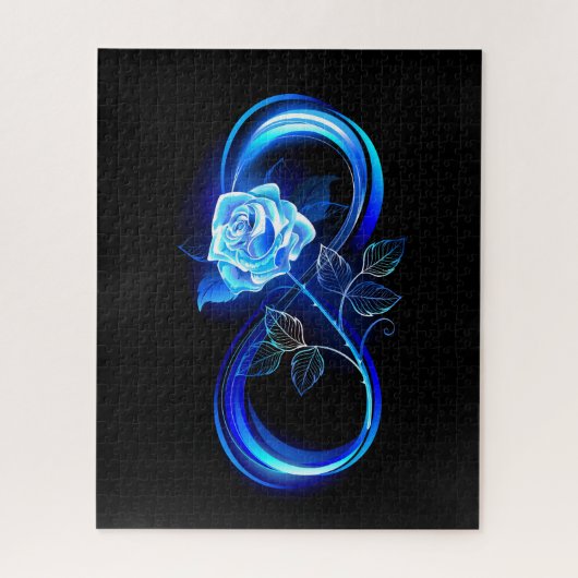 Puzzle Glowing infinity with blue rose (Vertical)