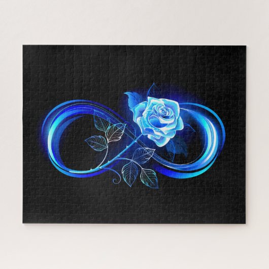 Puzzle Glowing infinity with blue rose (Horizontal)