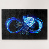 Puzzle Glowing infinity with blue rose (Horizontal)