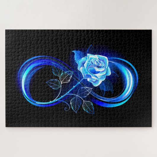 Puzzle Glowing infinity with blue rose (Horizontal)