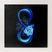 Puzzle Glowing infinity with blue rose (Horizontal)