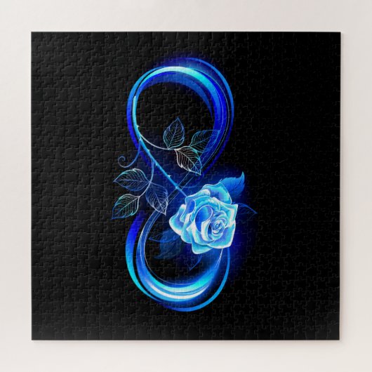 Puzzle Glowing infinity with blue rose (Horizontal)