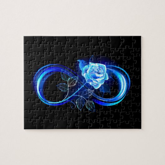 Puzzle Glowing infinity with blue rose (Horizontal)