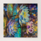 Puzzle Glowing Lotus Flowers Trio (Horizontal)