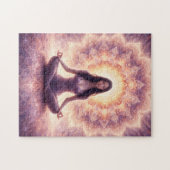 Puzzle Glowing Mandala Meditation Woman Custom Name       (Horizontal)