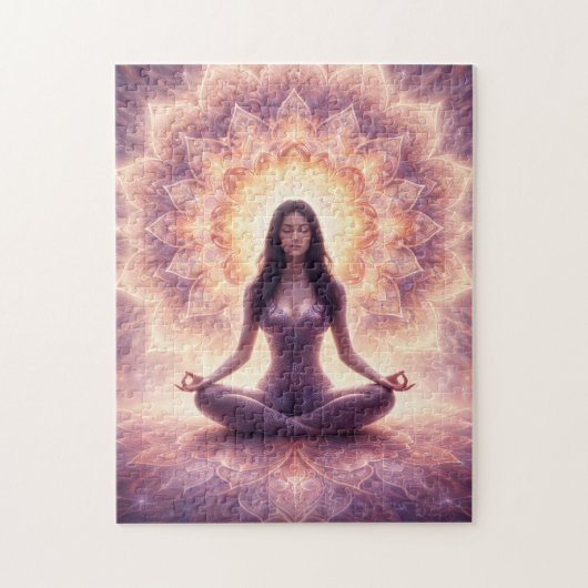 Puzzle Glowing Mandala Meditation Woman Custom Name       (Vertical)