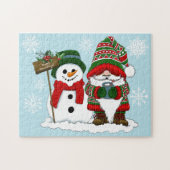 Puzzle Gnome de Noël cosy Bonhomme de neige Vacances d'hi (Horizontal)