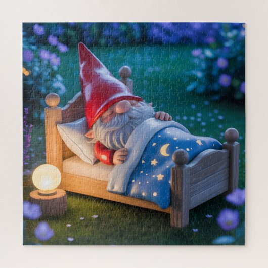 Puzzle Gnome endormi dans un jardin nocturne (Vertical)