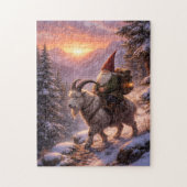 Puzzle Gnome riding mountain goat (Vertical)