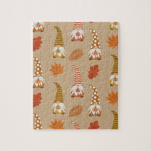 Puzzle Gnomes d'action de grâce avec feuilles d'automne (Vertical)