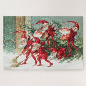 Puzzle Gnomes sweeping snow with a broom (Horizontal)