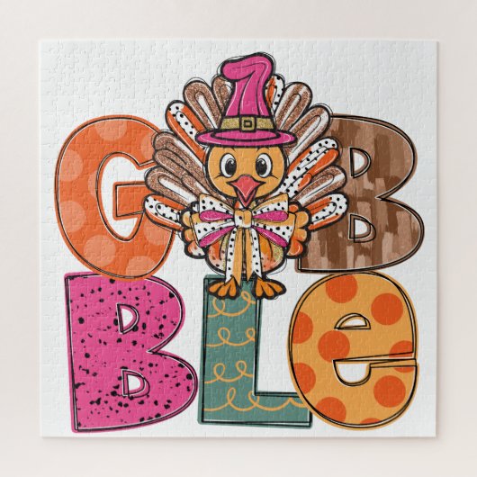 Puzzle Gobble Funny Thanksgiving diner Dîner amusant Enfa (Vertical)