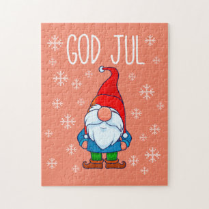 Puzzle God Jul, Swedish Tomte Gnome, Merry Scandinave