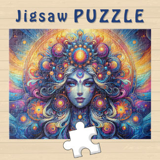 Puzzle Goddess Head Cosmal Cheveux bleu yeux Septembre -