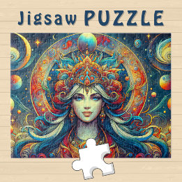 Puzzle Goddess Head flow turquoise Cheveux Avril -