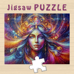 Puzzle Goddess Head golden Locks Hair blue Eyes Aurora -